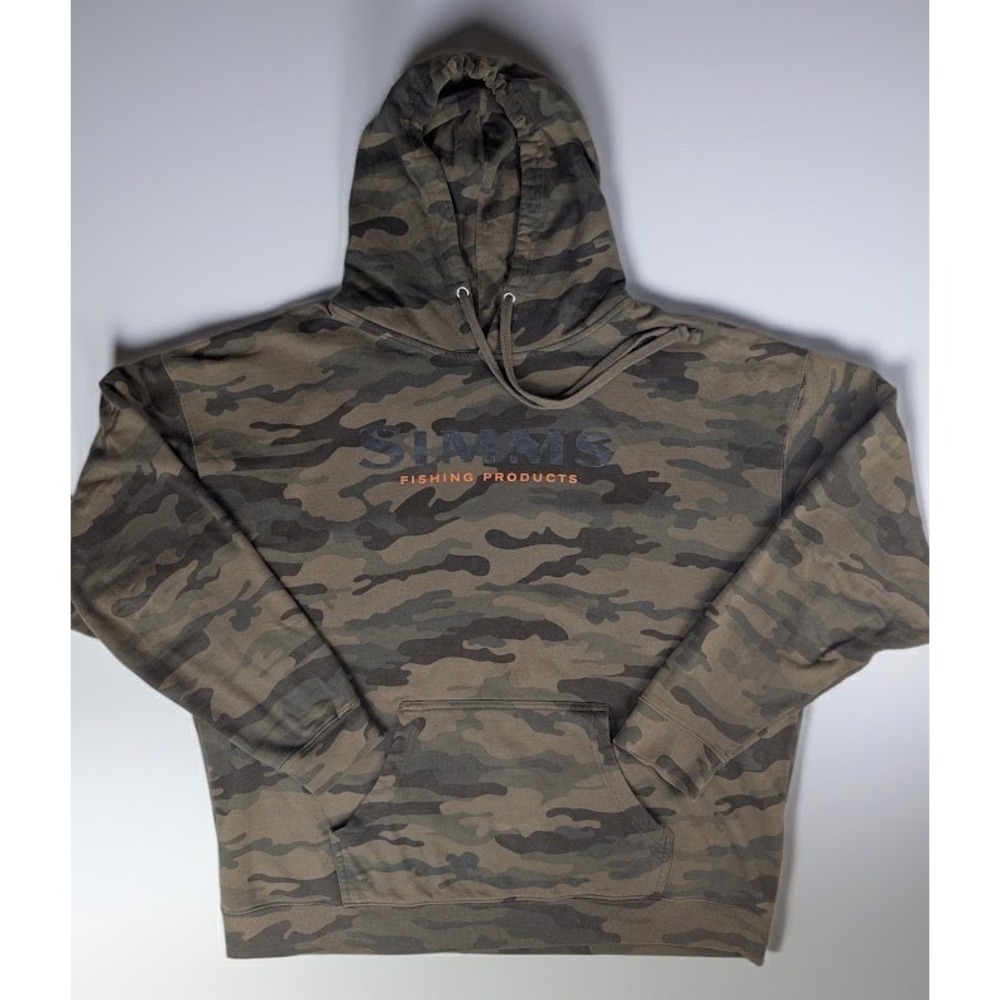 Simms Camo Pullover Hoodie Men's 2XL Green Fishing Outdoors Sweatshirt